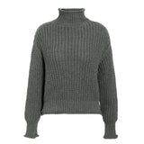 Conmoto inverno pullovers camisola de malha feminina blusas casuais jumper sólido cáqui feminino camisola de gola alta malhas pull femme