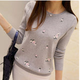 2019 Autumn Sweater Women Embroidery Knitted Winter Women Sweater And Pullover Female Tricot Jersey Jumper Pull Femme