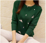 2019 Autumn Sweater Women Embroidery Knitted Winter Women Sweater And Pullover Female Tricot Jersey Jumper Pull Femme
