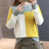 Fashion  Women Winter Sweater Autumn Patchwork Knitted Long Sleeve Pullover Female Tricot Jumper Pull Femme