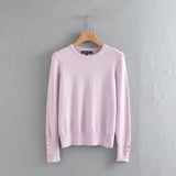 Huaxiafan Women Winter Sweater Stretchy Solid Knitted Autumn Thin Pullover O Neck Button Jumper sweaters Female Casual Tops pull