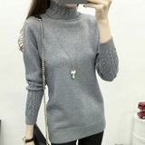 GAOKE Autumn Winter Thick Warm Turtleneck Sweater Women Knitted Pullovers Femme Pull High Elasticity Soft Female Pullover