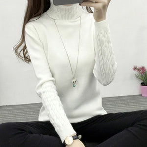 GAOKE Autumn Winter Thick Warm Turtleneck Sweater Women Knitted Pullovers Femme Pull High Elasticity Soft Female Pullover