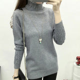 GAOKE Autumn Winter Thick Warm Turtleneck Sweater Women Knitted Pullovers Femme Pull High Elasticity Soft Female Pullover