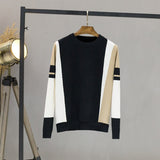 Hot selling Autumn Winter Sweater Women Contrast Color Pullover Jumper Long Sleeve O-Neck Knitted Tops Outwear Pull Femme D301
