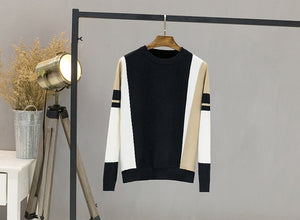 Hot selling Autumn Winter Sweater Women Contrast Color Pullover Jumper Long Sleeve O-Neck Knitted Tops Outwear Pull Femme D301