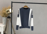 Hot selling Autumn Winter Sweater Women Contrast Color Pullover Jumper Long Sleeve O-Neck Knitted Tops Outwear Pull Femme D301