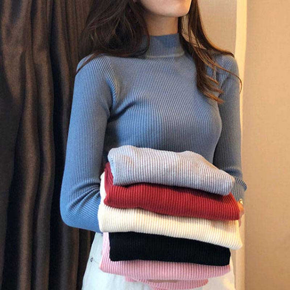 NiceMix Casual Knitted Turtleneck Women 2019 Autumn Winter Korean Black Blue Sweater Female Tricot Jumper And Pullover