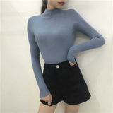 NiceMix Casual Knitted Turtleneck Women 2019 Autumn Winter Korean Black Blue Sweater Female Tricot Jumper And Pullover