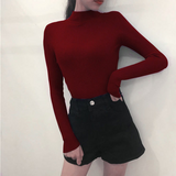 NiceMix Casual Knitted Turtleneck Women 2019 Autumn Winter Korean Black Blue Sweater Female Tricot Jumper And Pullover