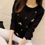 Winter Sweaters 2017 Women Embroidery Ladies Pullover Female Autumn High Elastic Tricot Jumper Fashion Winter Tops Pull Femme