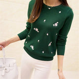 Winter Sweaters 2017 Women Embroidery Ladies Pullover Female Autumn High Elastic Tricot Jumper Fashion Winter Tops Pull Femme