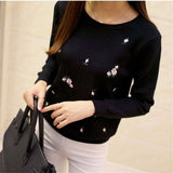 Winter Sweaters 2017 Women Embroidery Ladies Pullover Female Autumn High Elastic Tricot Jumper Fashion Winter Tops Pull Femme