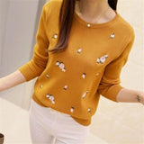 Winter Sweaters 2017 Women Embroidery Ladies Pullover Female Autumn High Elastic Tricot Jumper Fashion Winter Tops Pull Femme