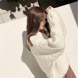 Women Sweaters Long Sleeve Twist Knitted Women's Pullovers Female Winter O Neck Ribbed Short Warm Sweaters Mujer Pull Femme