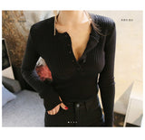 High Quality Sexy Red Sweater for Women Single Breasted Pullovers Slim Korean Lady's Sweater Spring Women Jumper Sexy Pull Femme