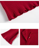 High Quality Sexy Red Sweater for Women Single Breasted Pullovers Slim Korean Lady's Sweater Spring Women Jumper Sexy Pull Femme